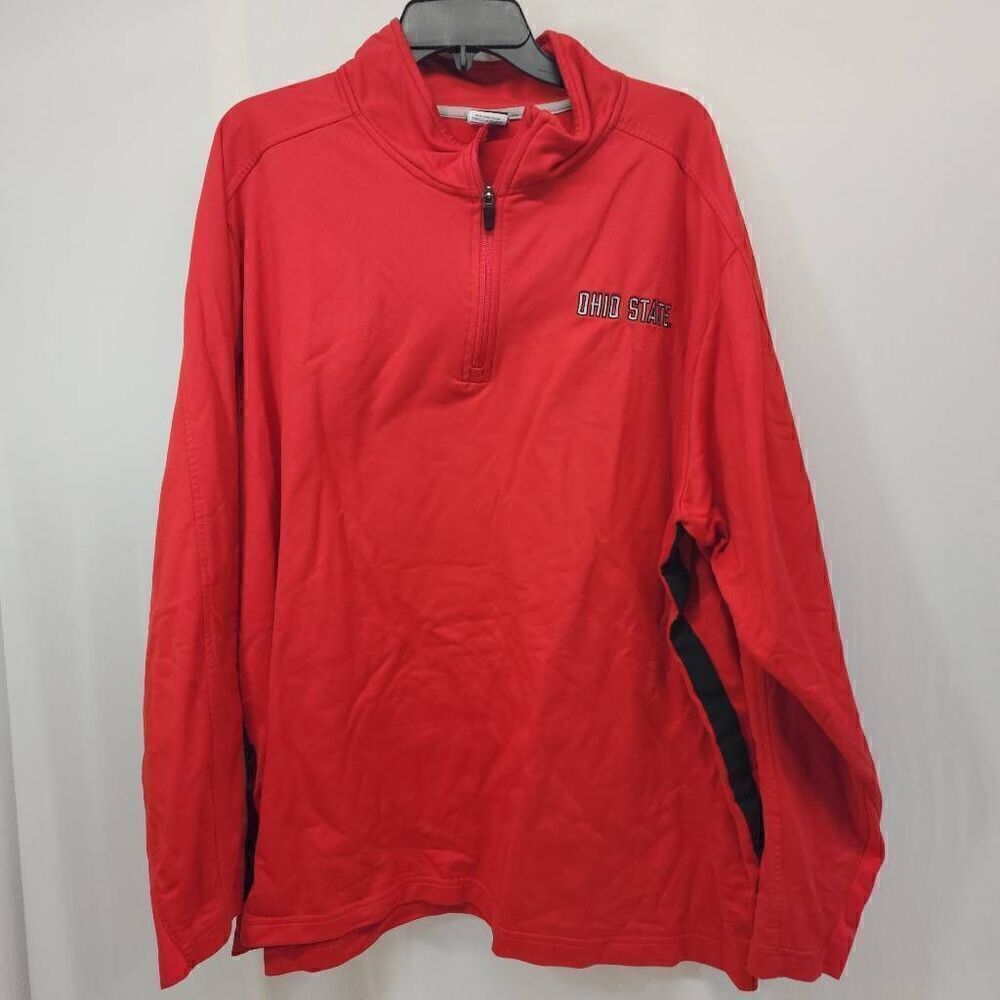 Nike Size XXL Ohio State Long-Sleeve Quarter 1/4 Zip Pullover Sweatshirt Red Q10